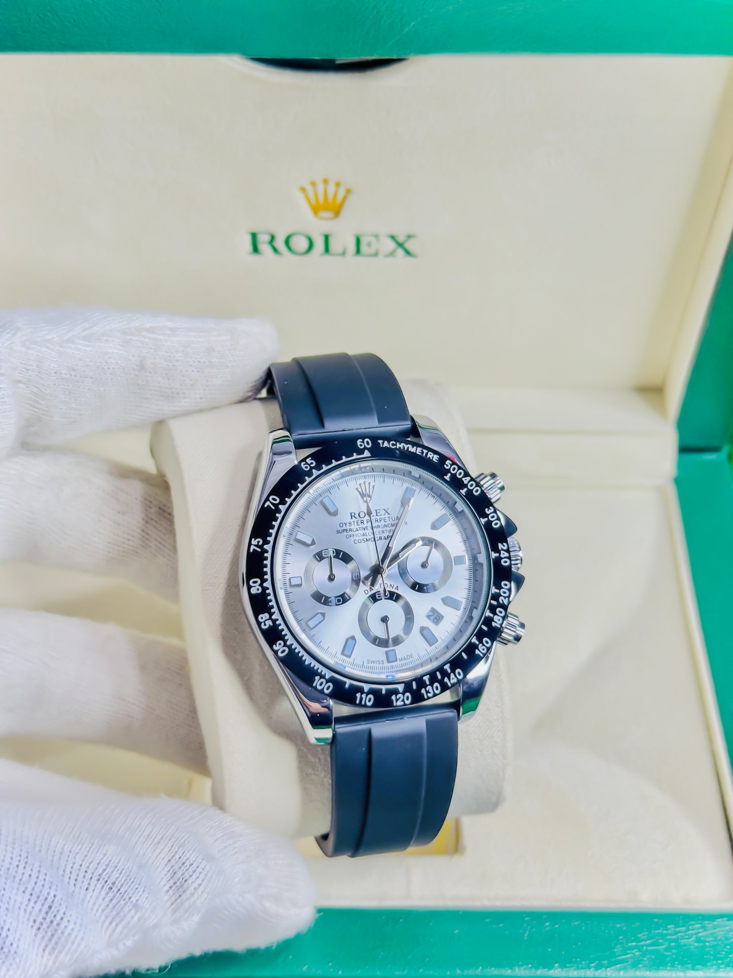 Rolex Daytona Black & Silver - Chronograph Strap Edition