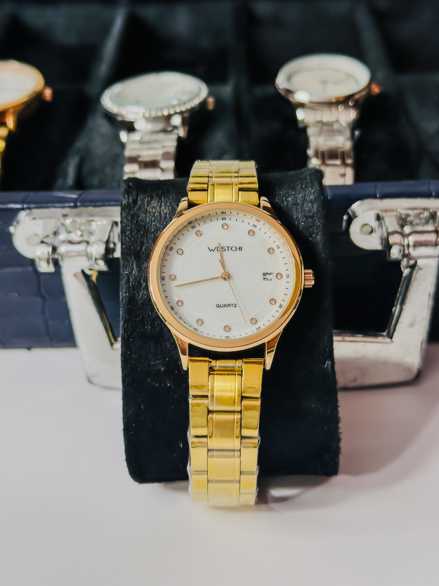 Westci-ll Elegant Gold Diamond Dial Watch- Women Edition