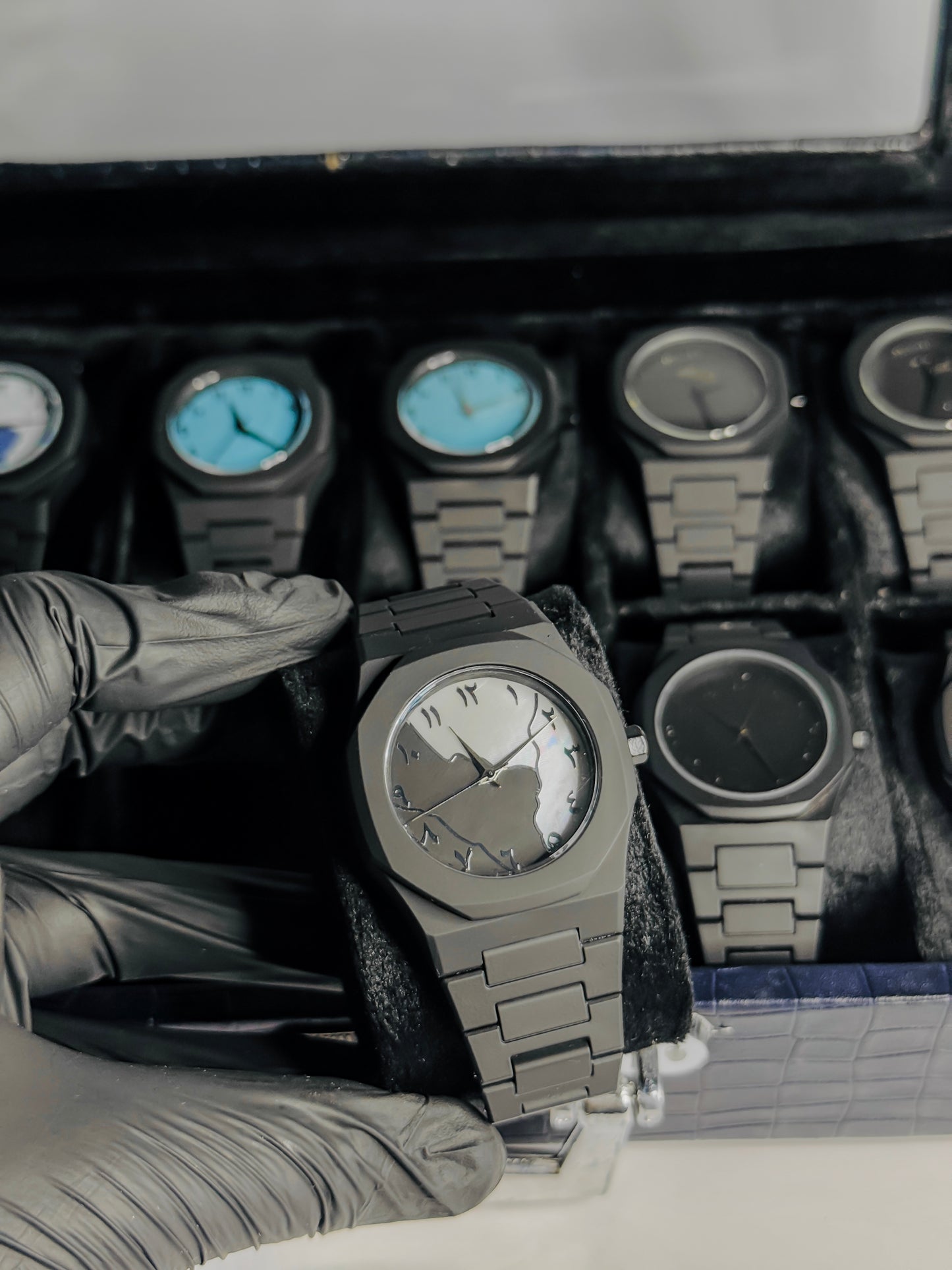 Arabic Aura Watch Black & White Dial