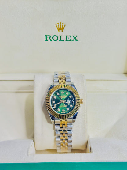 Rolex Date Just Dual Couple - Green Dial Diamond Edition