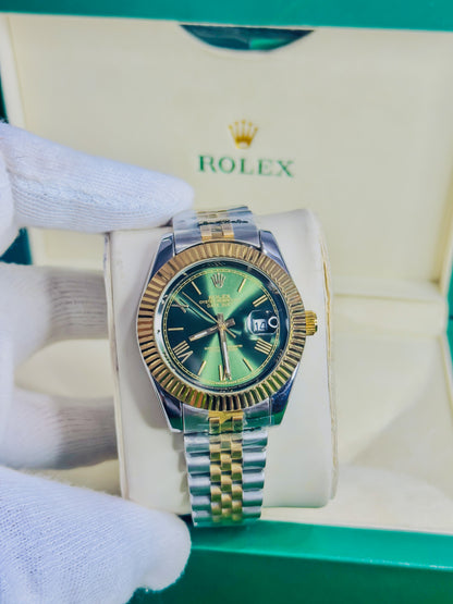 Rolex Date Just Dual - Green Dial Couple Watch