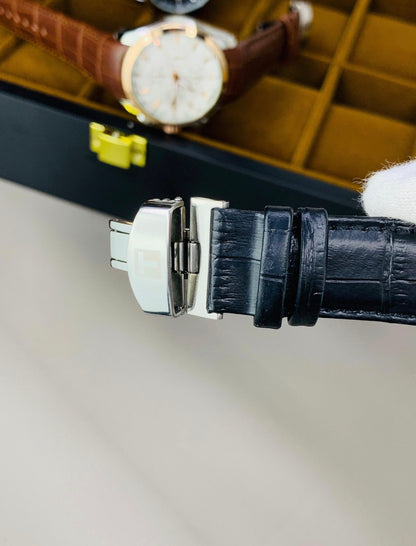 Tissot Prx Chronograph Black - Dual Bezel - Leather Edition