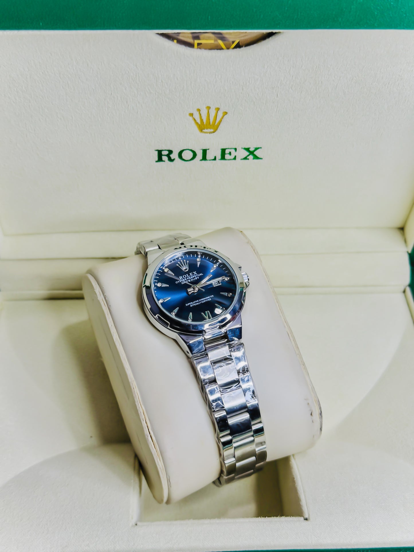 Rolex Royale Date Just - Silver Blue Dial - Couple Edition