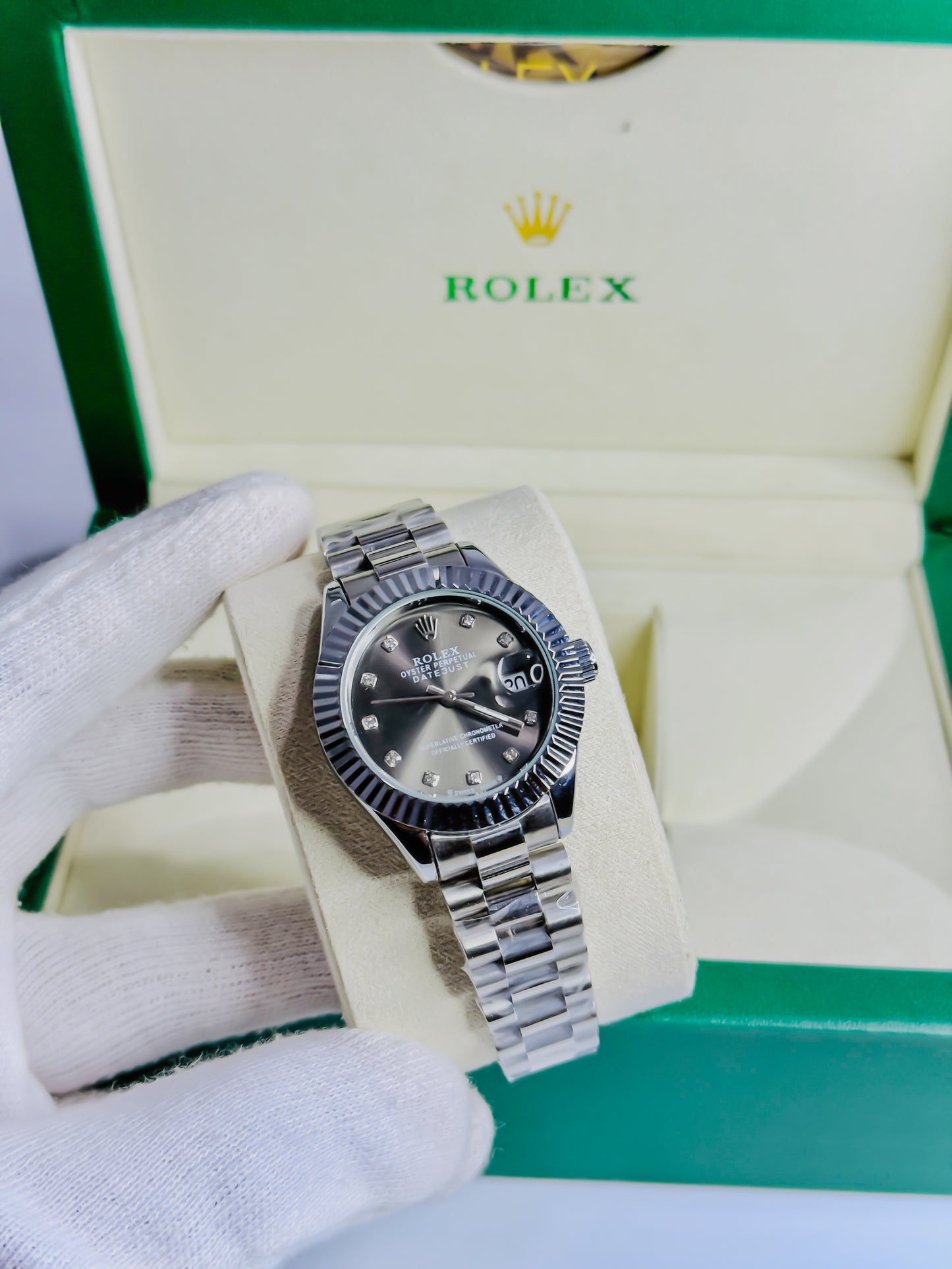 Rolex Royale Date Just Silver - Black Dial Female Edition