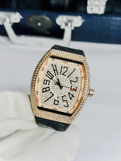 Franck Muller Premium - Black & Rose Gold Stone Edition