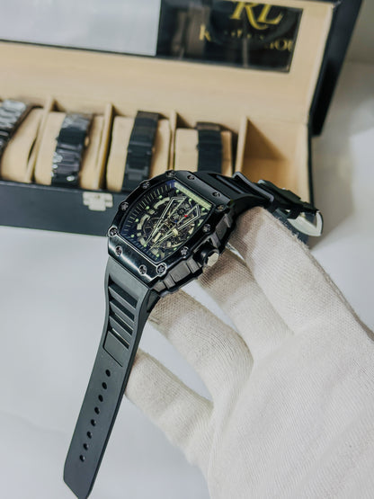 RM Premium Skeleton - Black Strap Watch