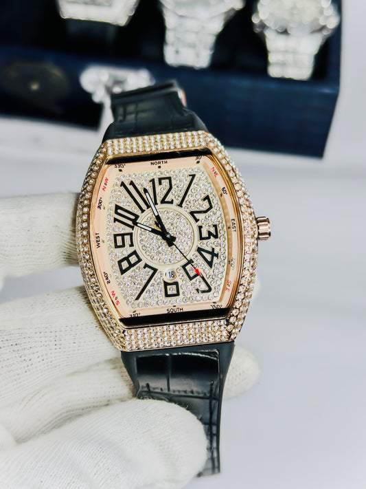 Franck Muller Premium - Black & Rose Gold Stone Edition