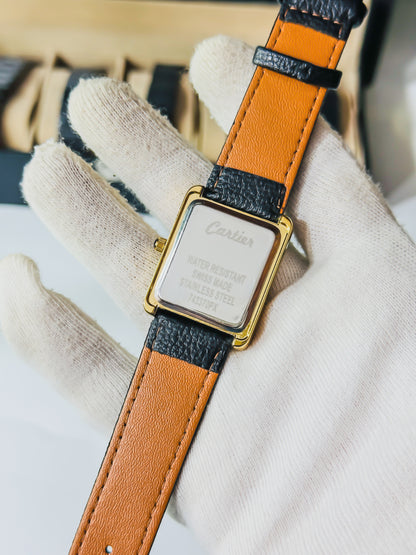 Old Money Tank Watch - Black Leather Edition