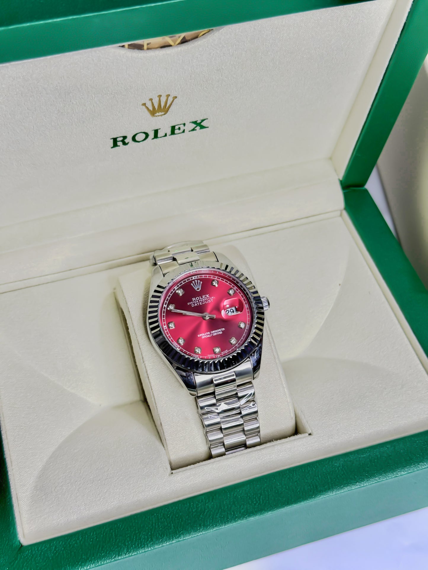 Rolex Royale Date Just - Ruby Red Dial Edition