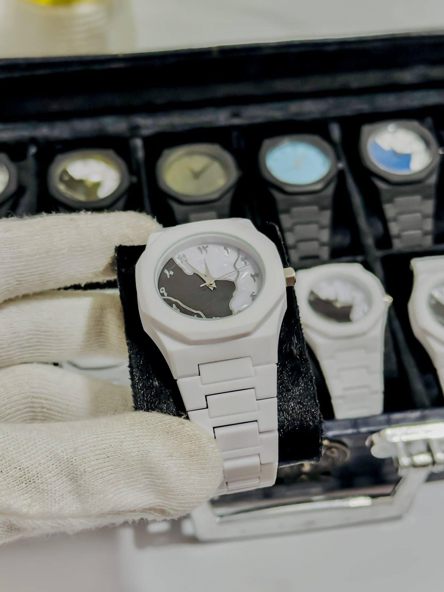 White Arabic Aura Watch - Dual Black & White Dial