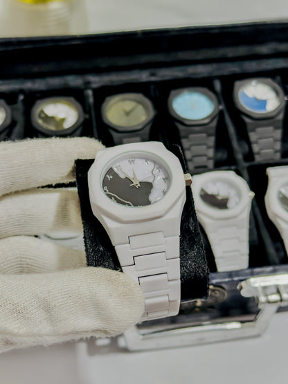 White Arabic Aura Watch - Dual Black & White Dial