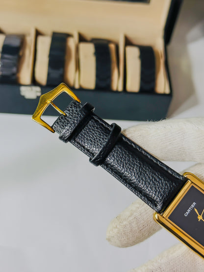 Old Money Tank Watch - Black Leather Edition