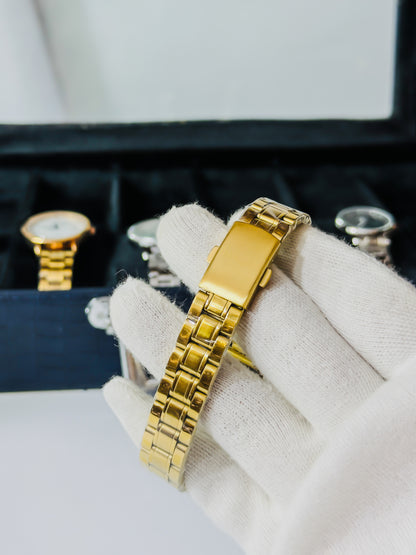 Westci-ll Elegant Gold Diamond Dial Watch- Women Edition
