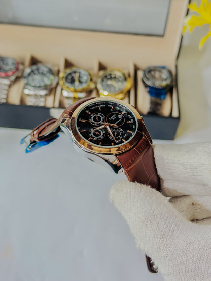 Tissot Chronograph Black Dial - Brown Leather Edition