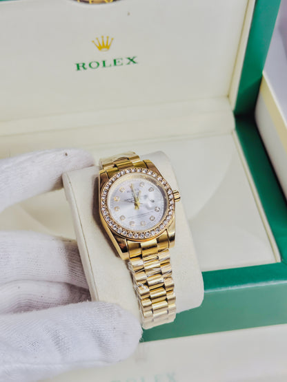 Rolex Royale Day - Date | Golden Diamond Bezel Female Edition