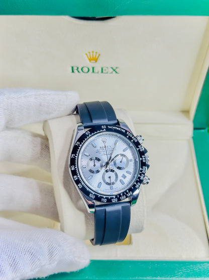 Rolex Daytona Black & Silver - Chronograph Strap Edition
