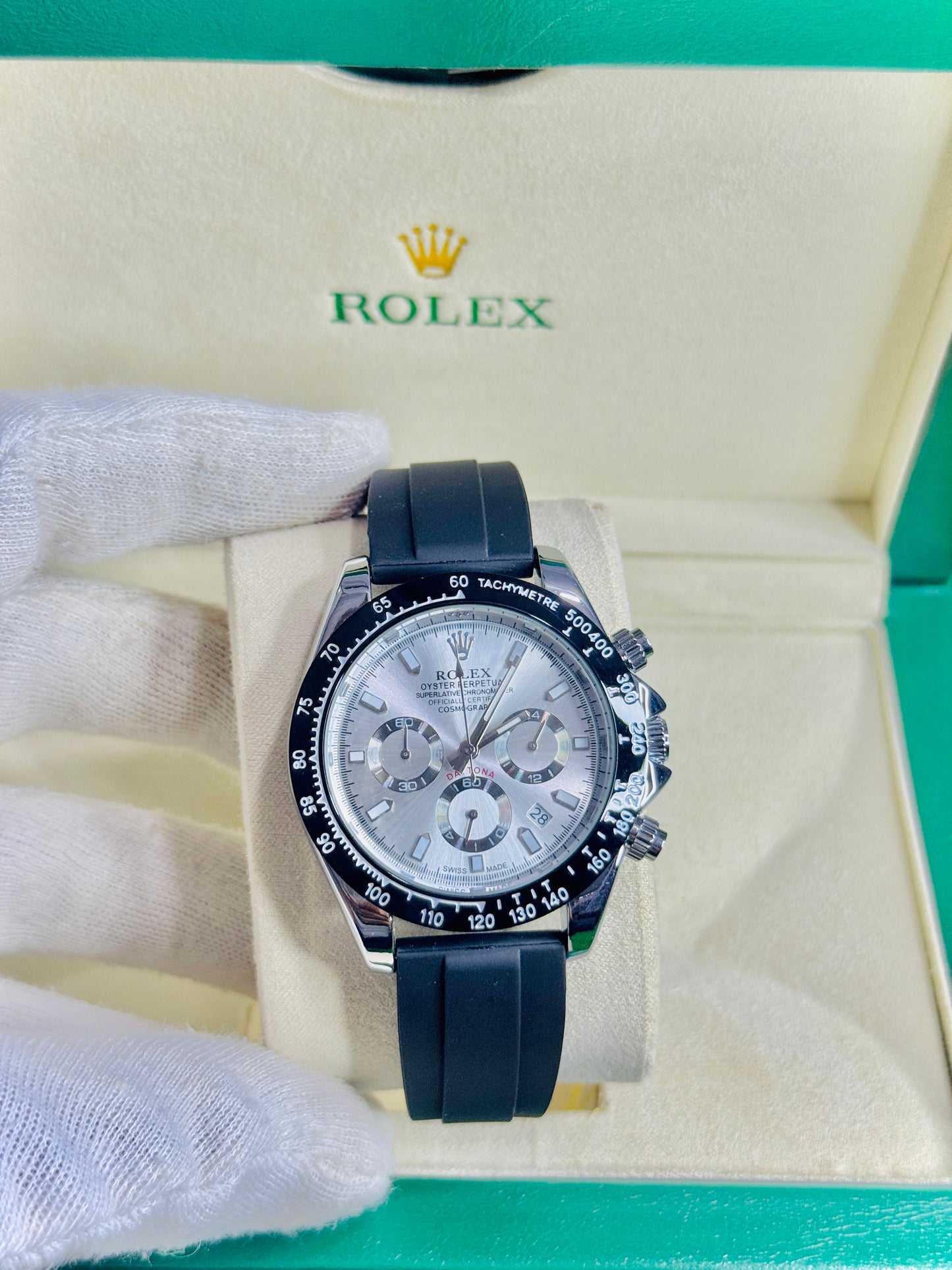Rolex Daytona Black & Silver - Chronograph Strap Edition