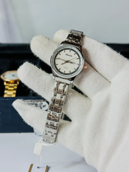 Faleda-ll Silver Elegant Day-Date Watch - Women Edition