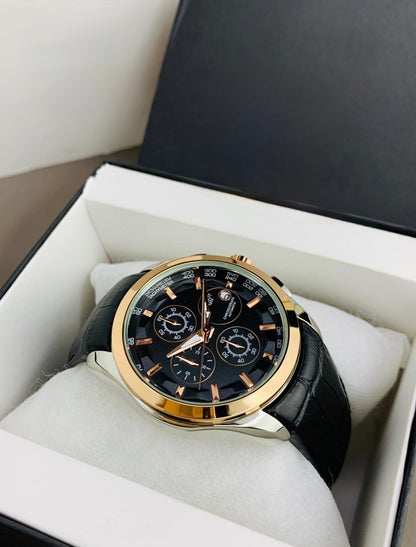 Tissot Prx Chronograph Black - Dual Bezel - Leather Edition