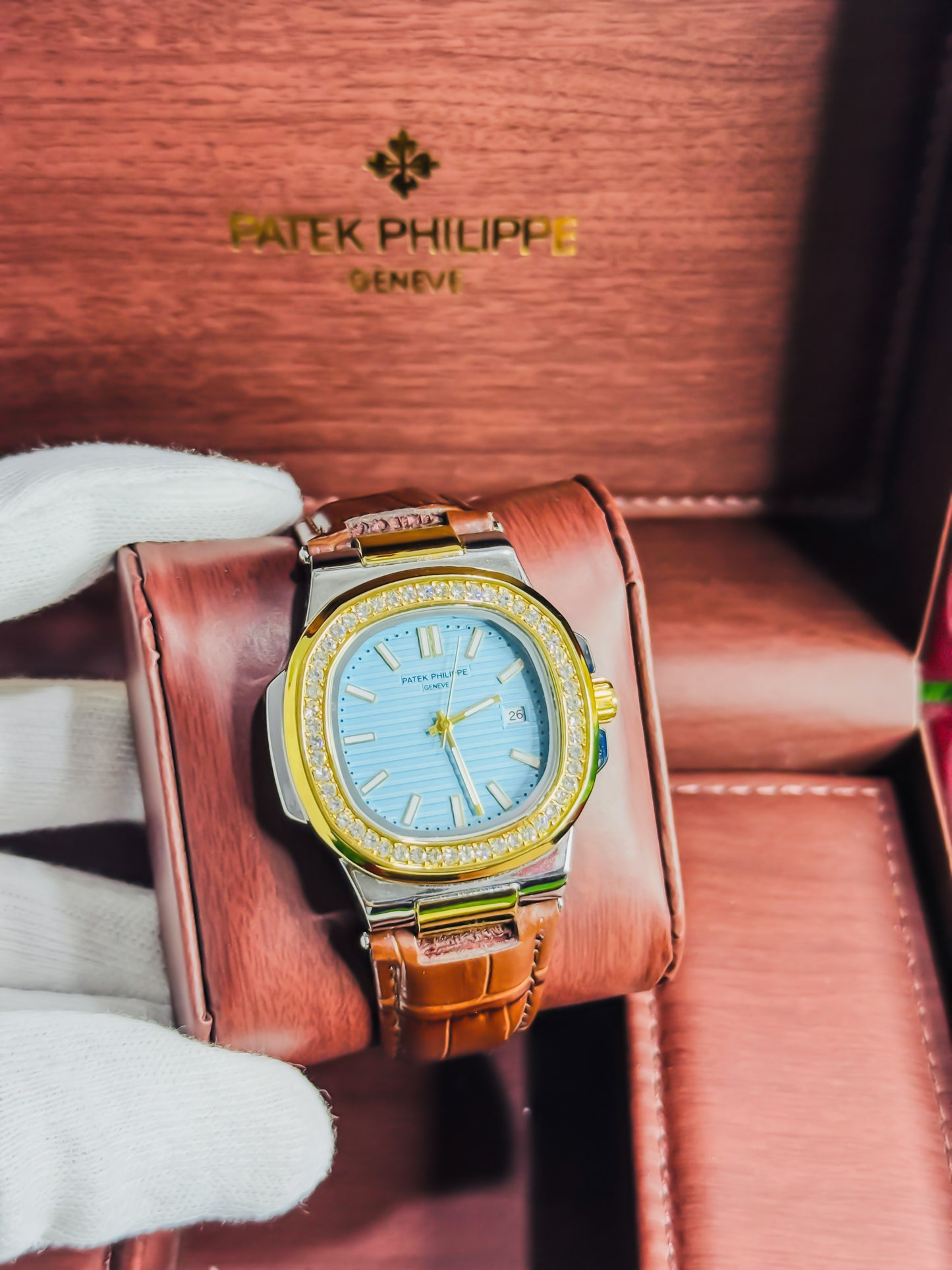 Patek Philippe Diamond Bezel - Tiffany Dial | Leather Edition