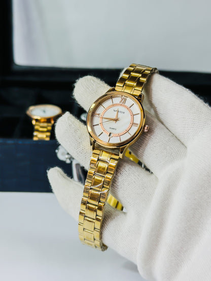 Westci-ll Elegant Gold Roman Dial Watch- Women Edition