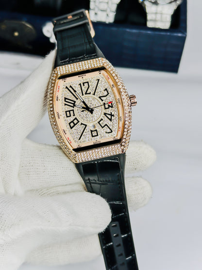 Franck Muller Premium - Black & Rose Gold Stone Edition