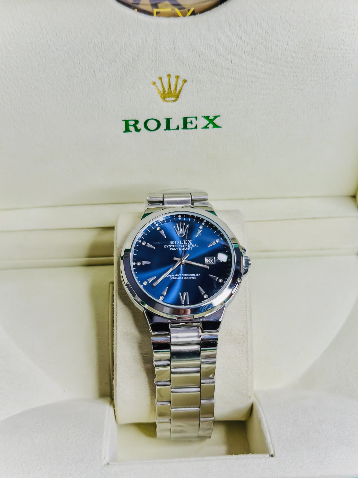 Rolex Royale Date Just - Silver Blue Dial - Couple Edition
