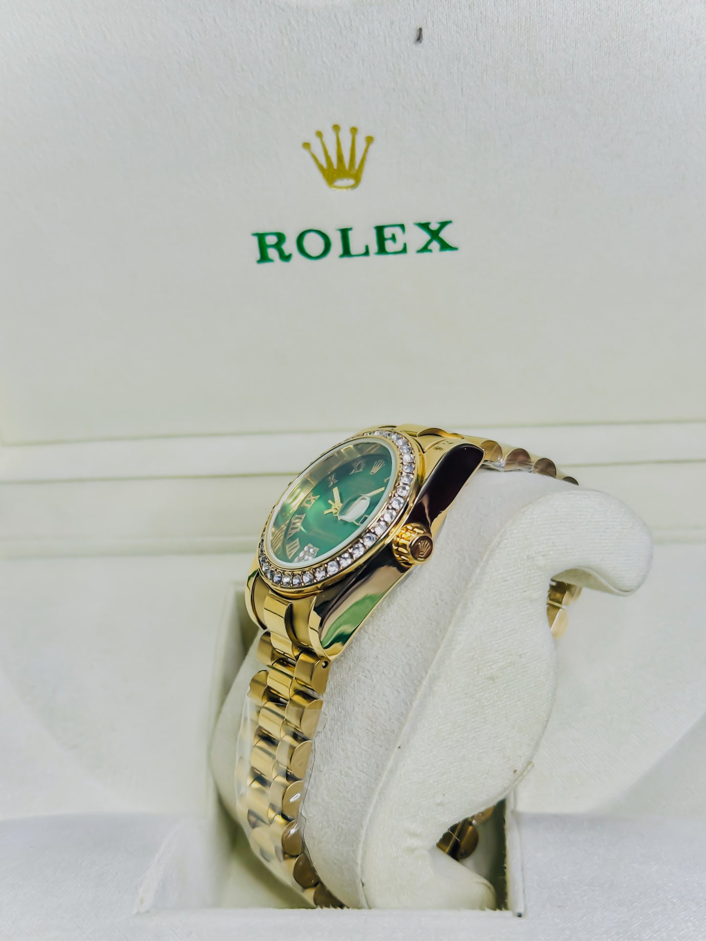 Rolex Royale Date Just Golden - Green Dial | Diamond Bezel Female Edition