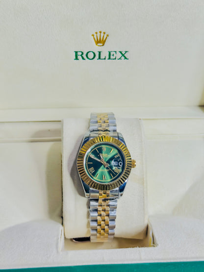 Rolex Date Just Dual - Green Dial Couple Watch