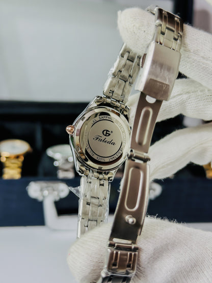 Faleda-ll Silver Elegant Day-Date Watch - Women Edition