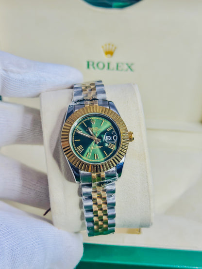 Rolex Date Just Dual - Green Dial Couple Watch
