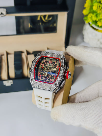 RM Diamond Bezel - Premium Chronograph - White Strap Edition