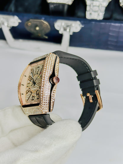 Franck Muller Premium - Black & Rose Gold Stone Edition