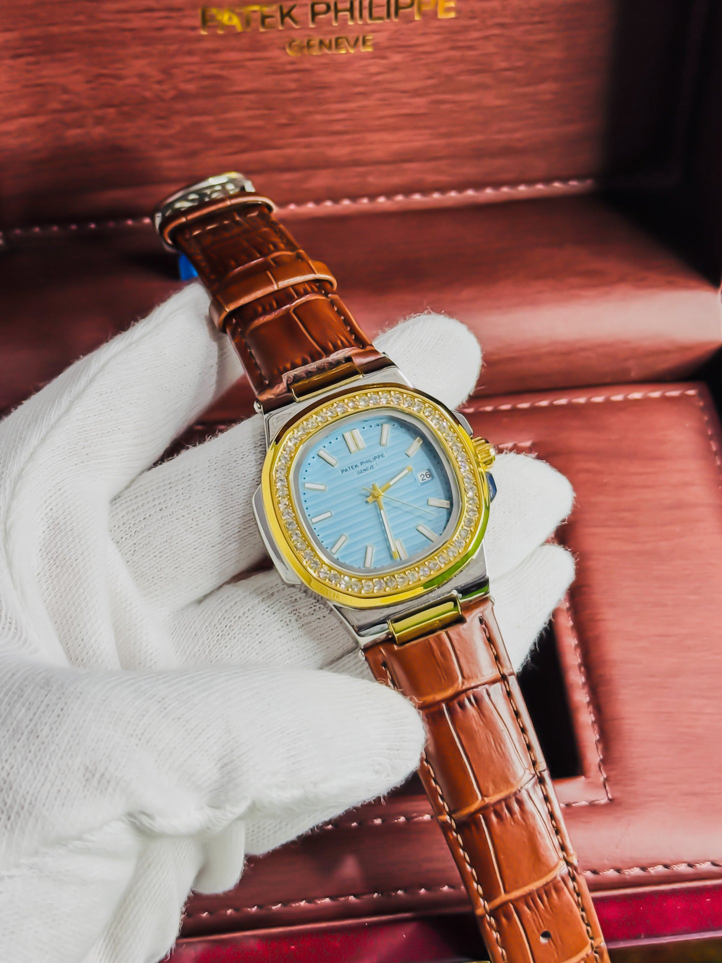 Patek Philippe Diamond Bezel - Tiffany Dial | Leather Edition