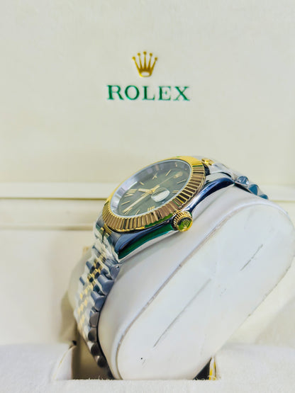 Rolex Date Just Dual - Green Dial Couple Watch