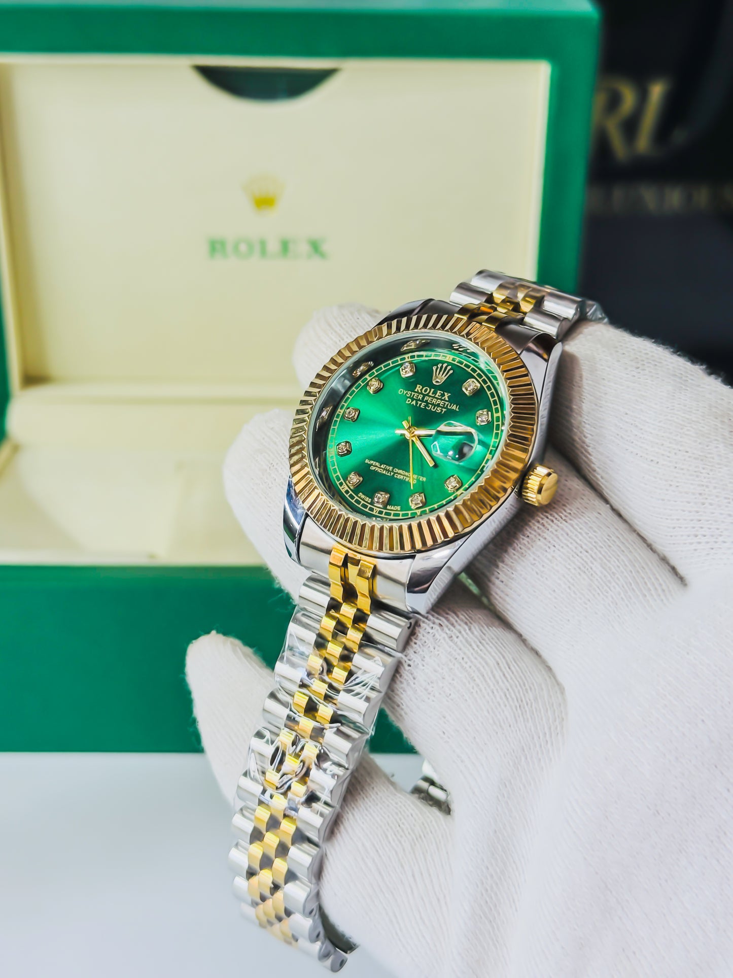Royale Date Just - Two Tone Green Dial