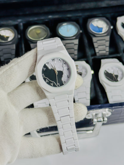 White Arabic Aura Watch - Dual Black & White Dial