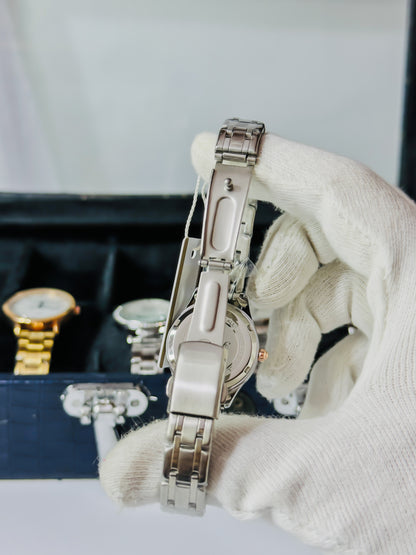 Faleda-ll Silver Elegant Day-Date Watch - Women Edition