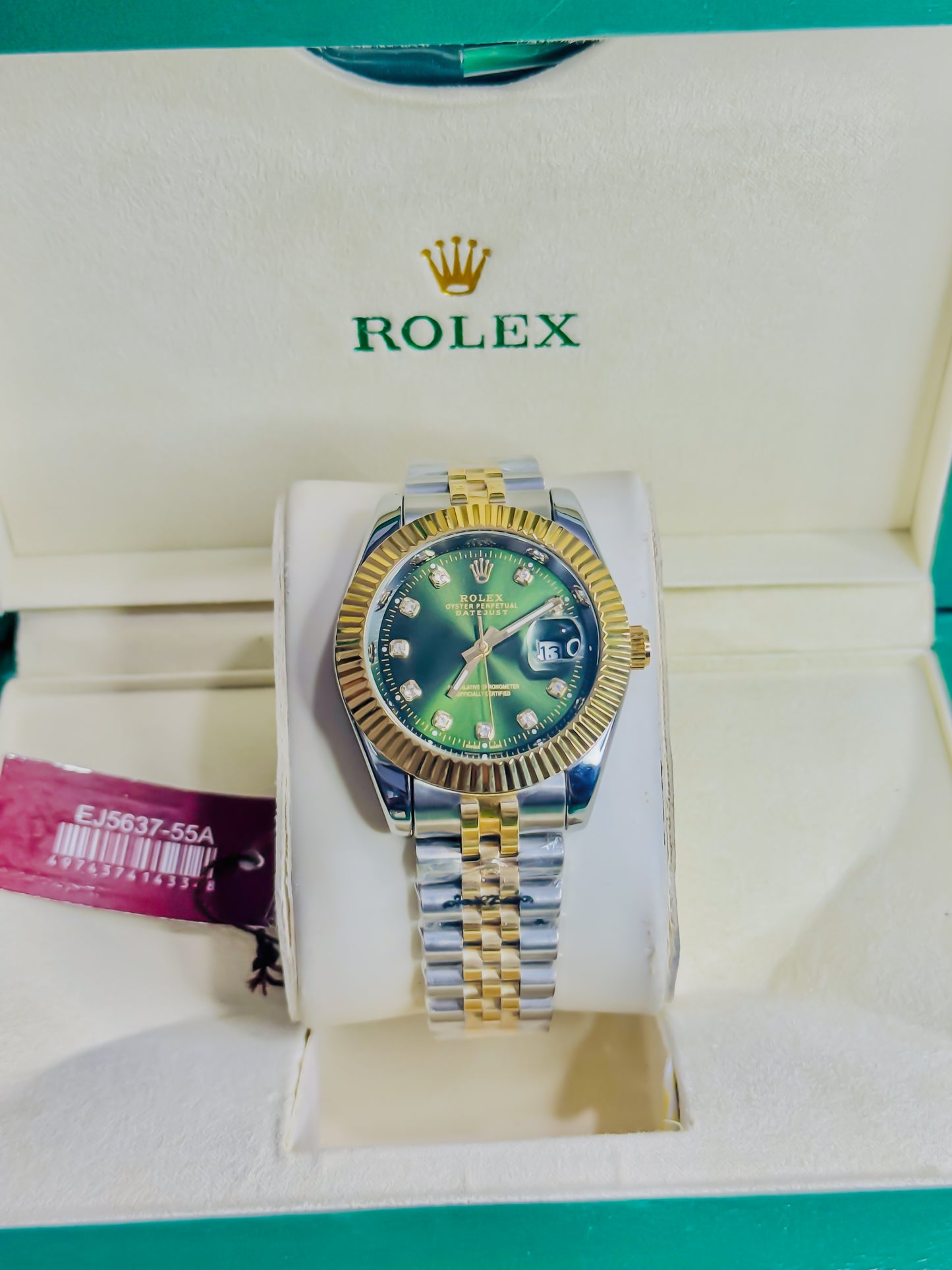 Rolex Date Just Dual Couple - Green Dial Diamond Edition