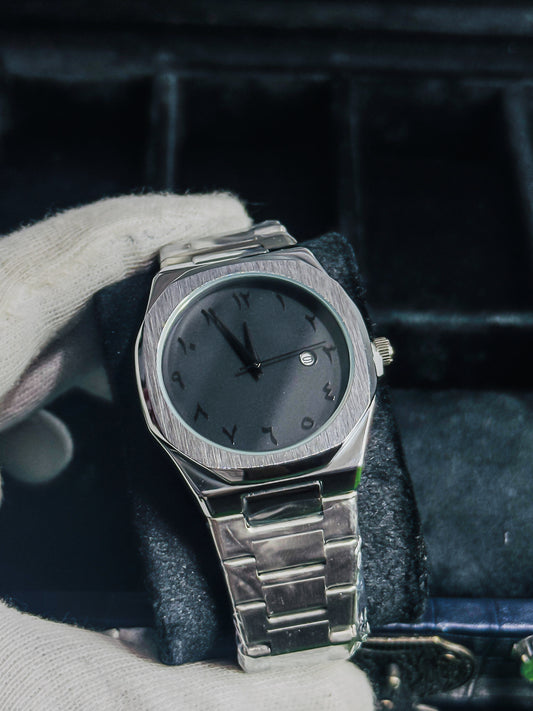 Stainless Steel Black Arabic Aura - Date Edition