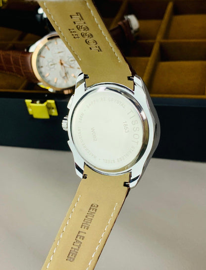 Tissot Prx Chronograph Black - Dual Bezel - Leather Edition