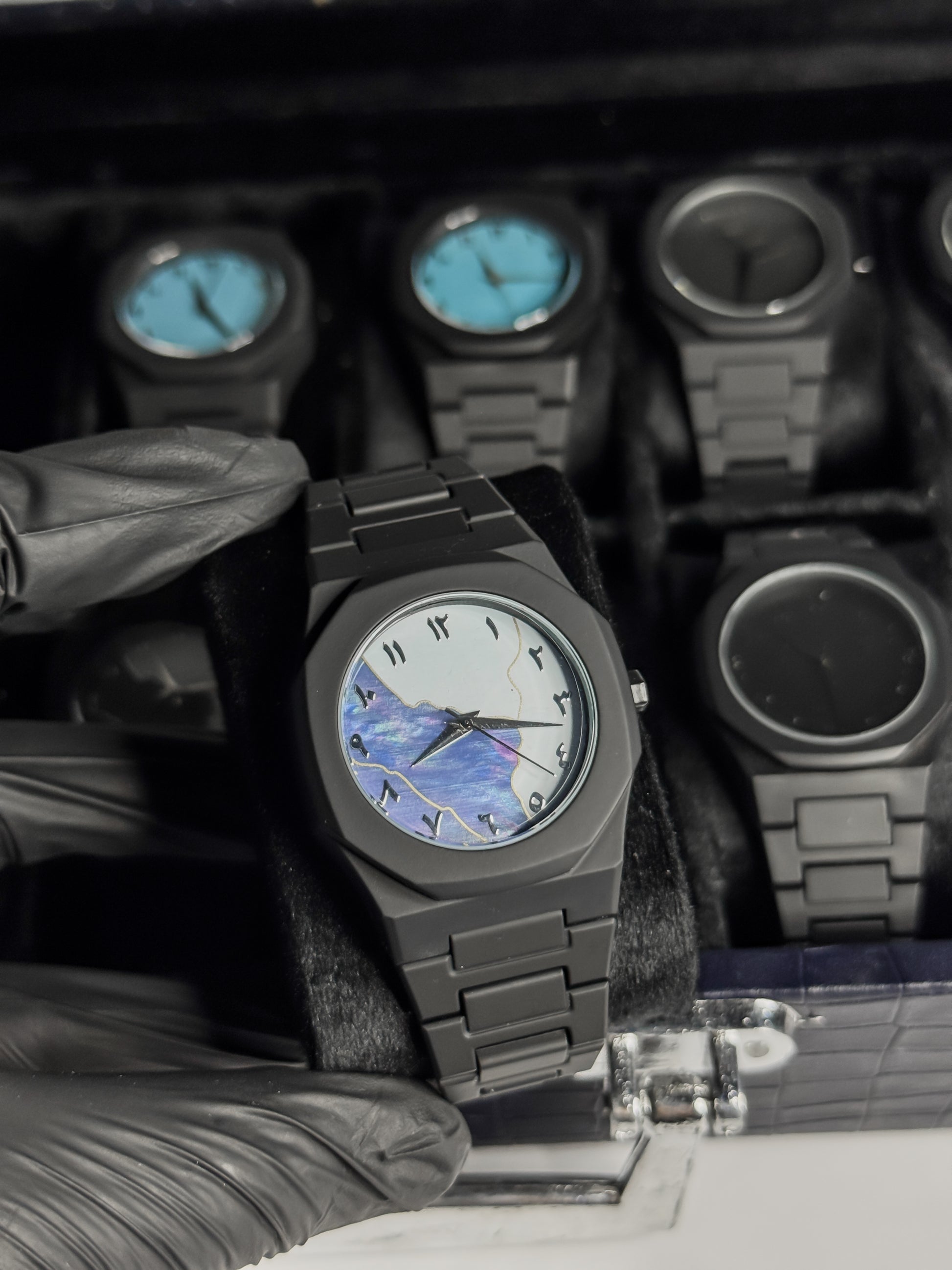 Arabic Aura Watch Blue & White Dial