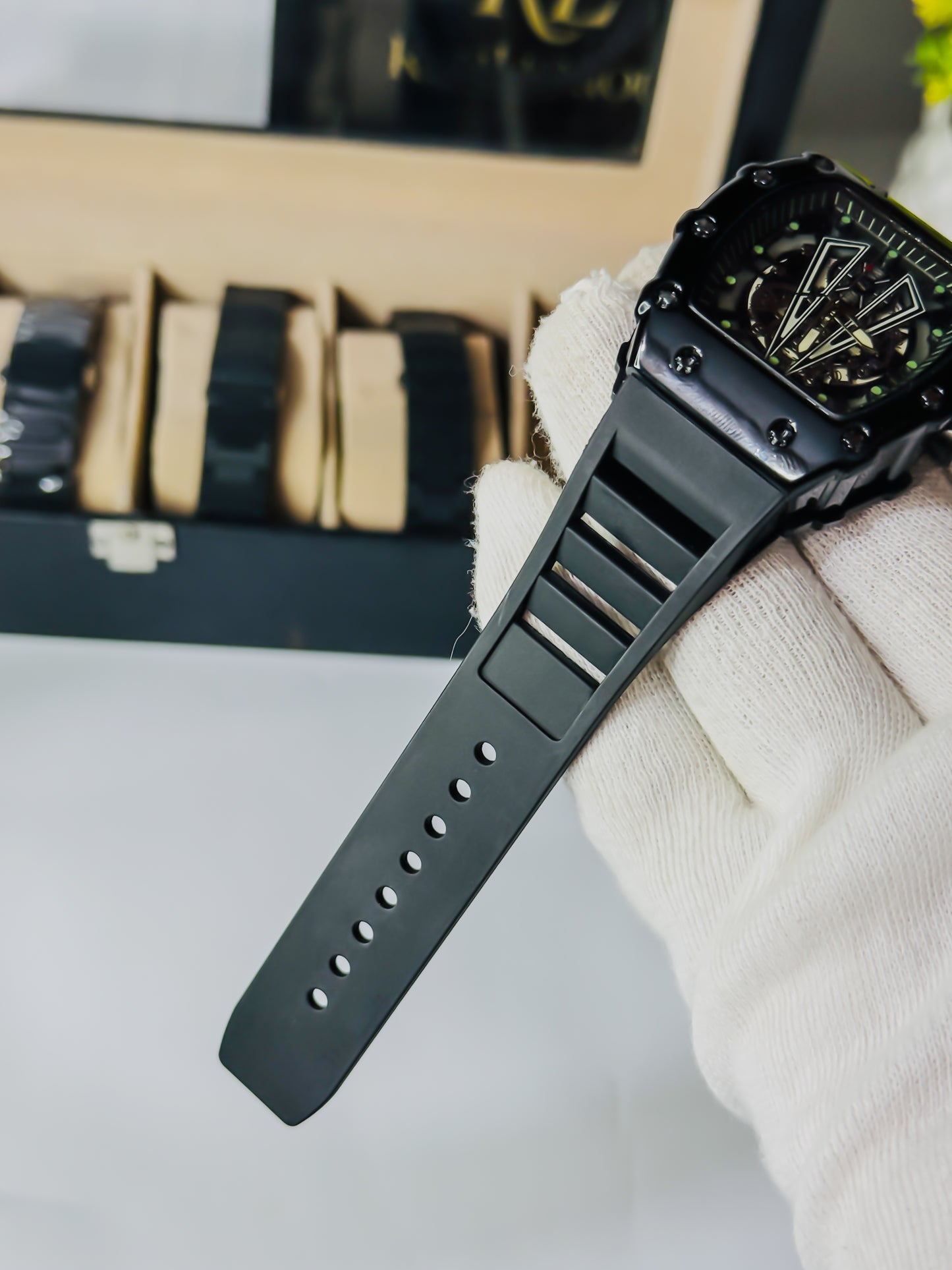 RM Premium Skeleton - Black Strap Watch