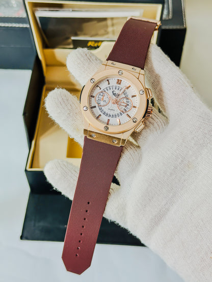HB Brown - Premium White Dial - Strap Edition