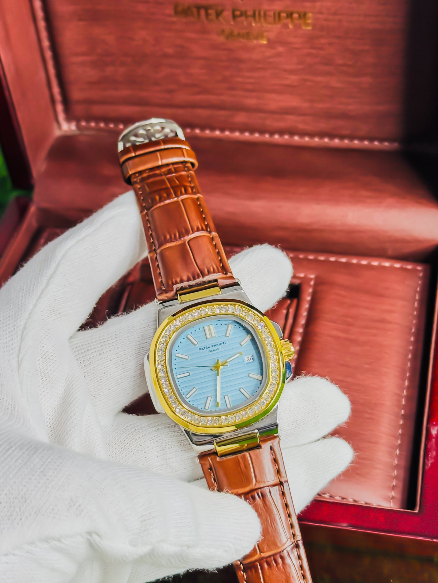 Patek Philippe Diamond Bezel - Tiffany Dial | Leather Edition