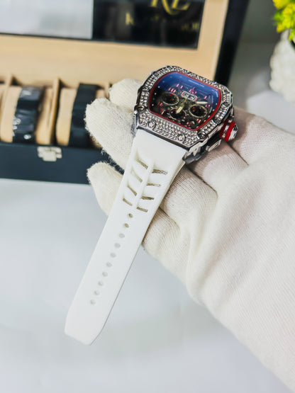 RM Diamond Bezel - Premium Chronograph - White Strap Edition