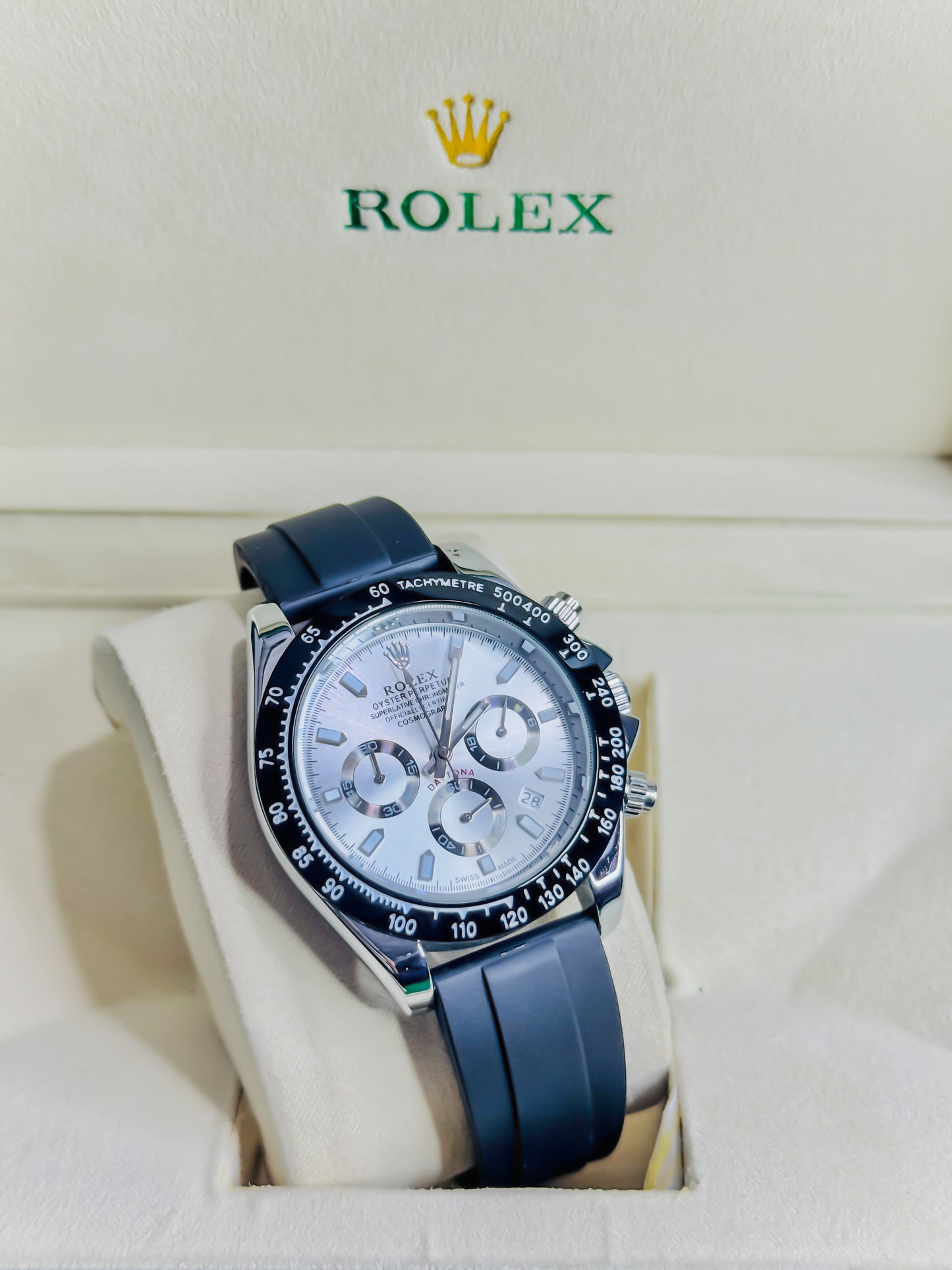 Rolex Daytona Black & Silver - Chronograph Strap Edition