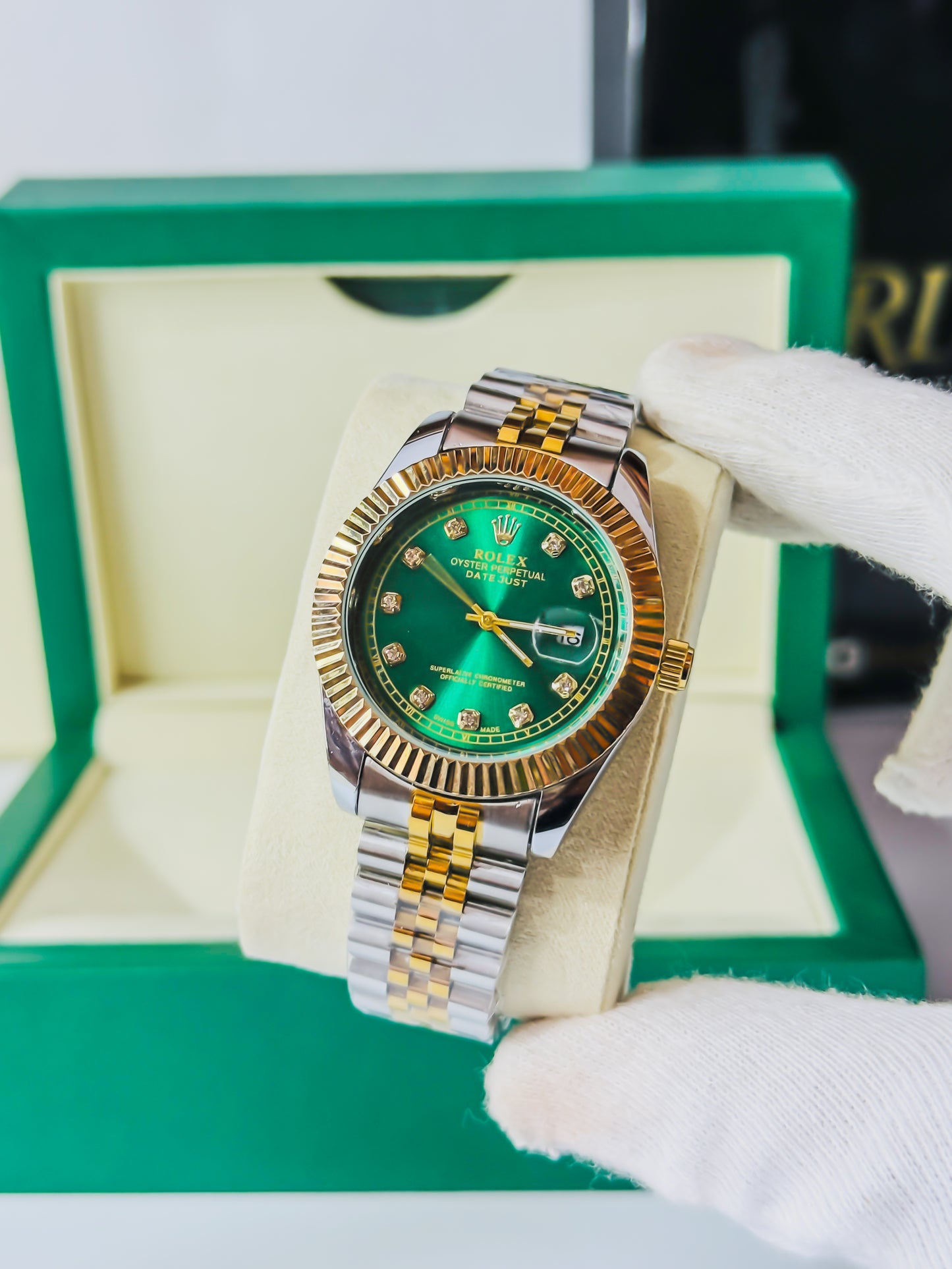 Royale Date Just - Two Tone Green Dial