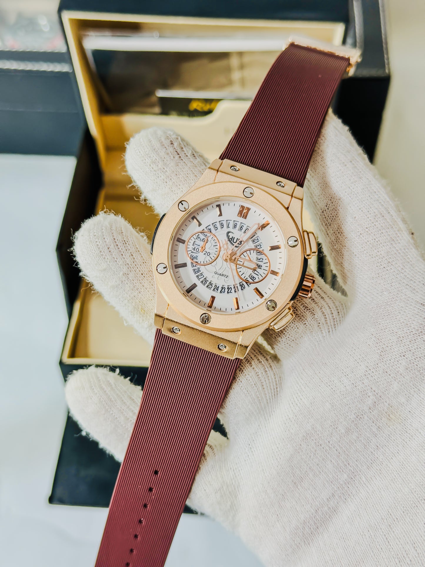 HB Brown - Premium White Dial - Strap Edition