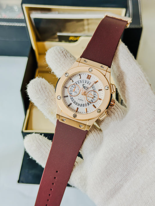 HB Brown - Premium White Dial - Strap Edition